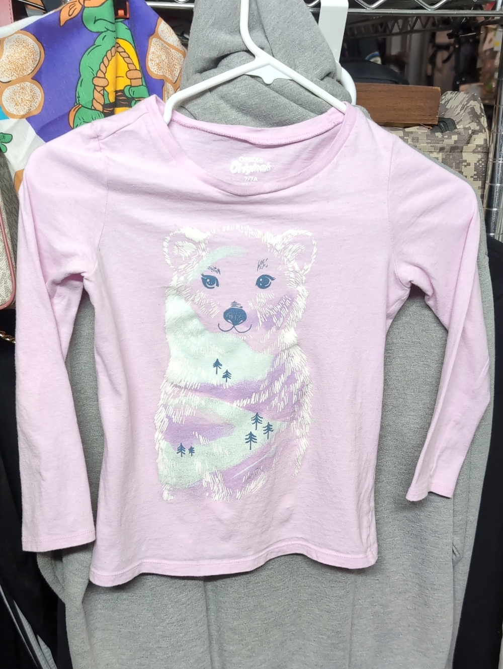 OshKosh Children's Light Pink Bear Graphic Long-Sleeve Shirt